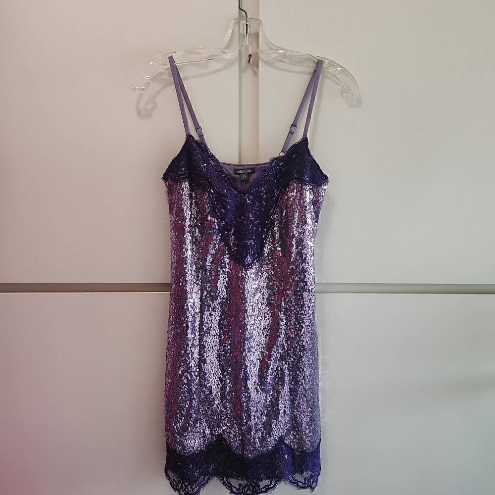 Wild Fable Juniors Lilac Sequins and Purple Lace Mini Slip Dress, NWT. Sz. XS